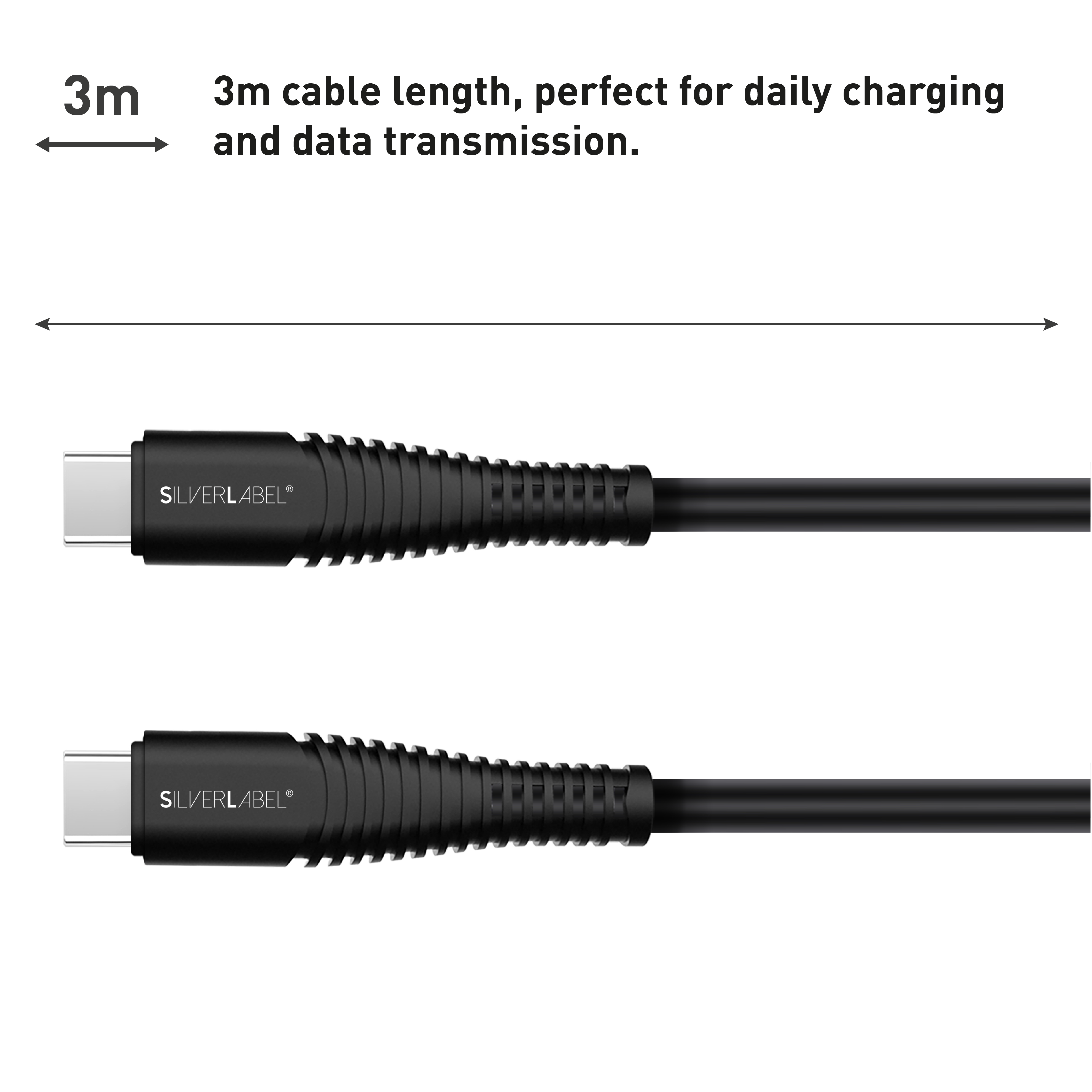 SilverLabel 3m USB-C to USB-C Cable Black 