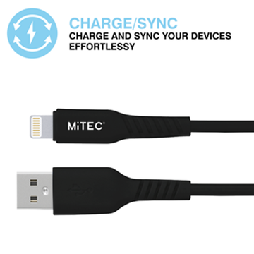 MiTEC MiPOWER Lightning to USB-A Cable - 2m - Black - 0