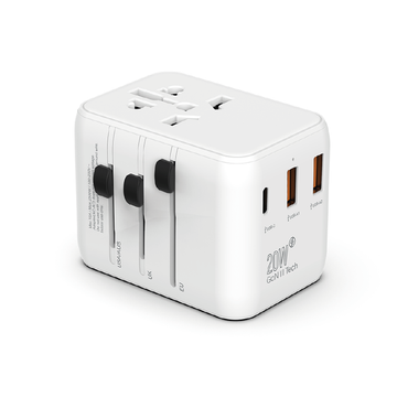 MiTEC MiTRAVEL World Travel Adapter - UK/EU/USA/AUS - White