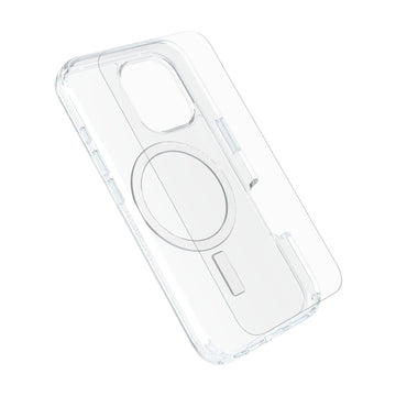 OtterBox Symmetry Clear MagSafe Cover + Premium Glass + Fast Charge Wall Charger 30W for iPhone 16 - 0