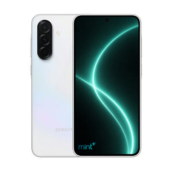 photo of Samsung Galaxy A36 white with mint+ wallpaper