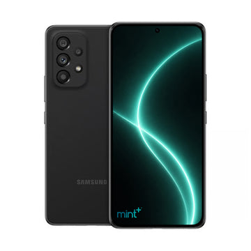 photo of Samsung Galaxy A53 black with mint+ wallpaper