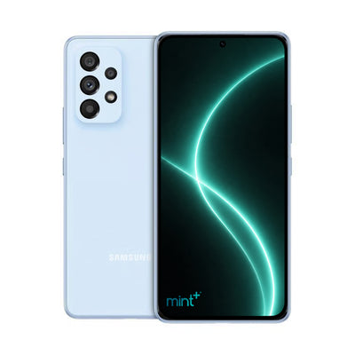 photo of Samsung Galaxy A53 blue with mint+ wallpaper
