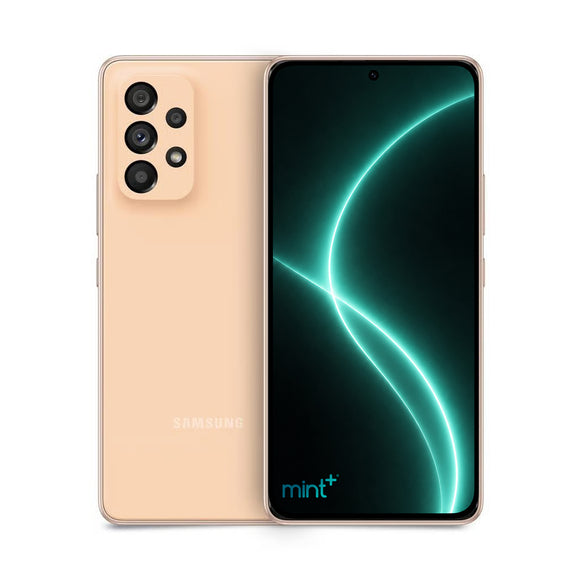 photo of Samsung Galaxy A53 orange with mint+ wallpaper