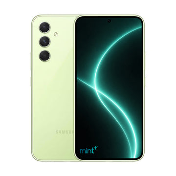 photo of Samsung Galaxy A54 lime with mint+ wallpaper
