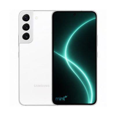 photo of Samsung Galaxy S22 plus white with mint+ wallpaper
