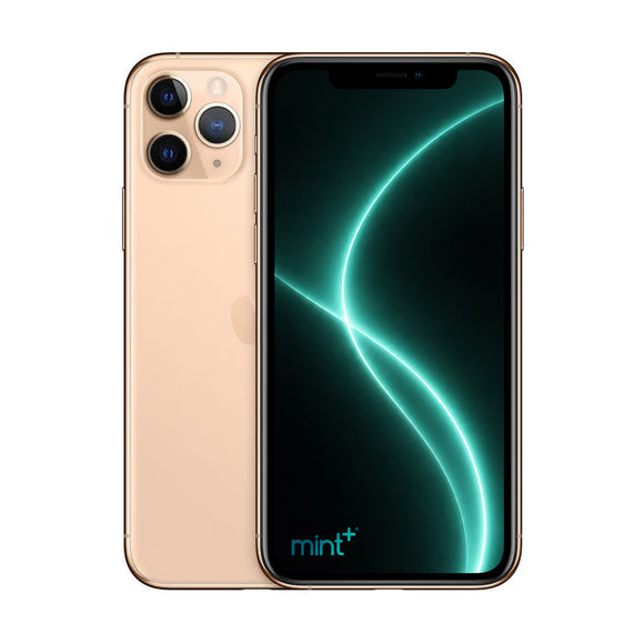 Photo of iPhone 11 Pro Max gold with mint+ wallpaper