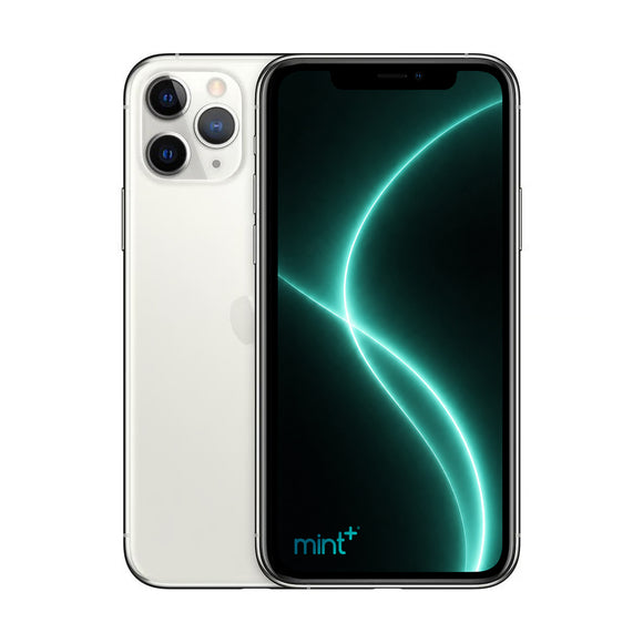 Photo of iPhone 11 Pro Max white with mint+ wallpaper