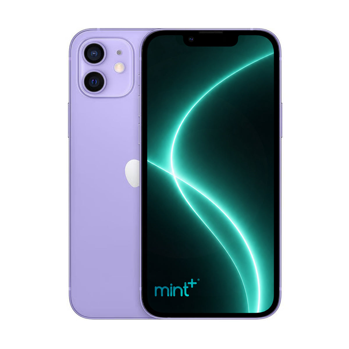 Photo of iPhone 12 purple with mint+ wallpaper