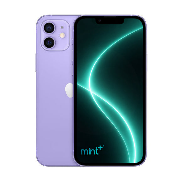 Photo of iPhone 12 mini purple with mint+ wallpaper