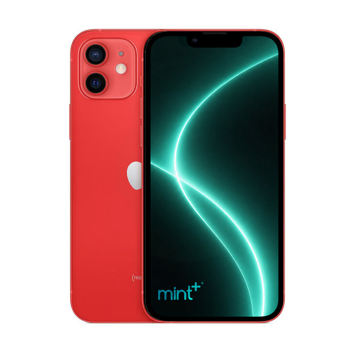 Photo of iPhone 12 mini red with mint+ wallpaper