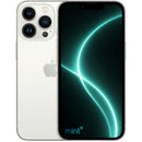 Photo of a silver iPhone 13 Pro with mint+ wallpaper
