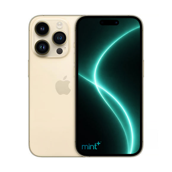 Photo of iPhone 14 pro max gold with mint+ wallpaper