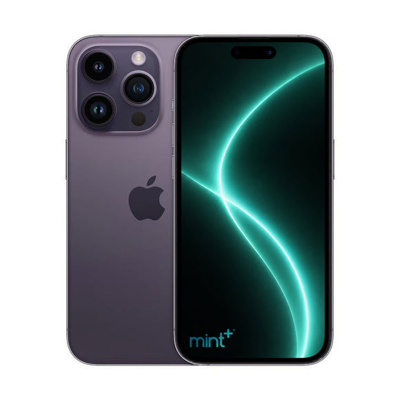 Photo of iPhone 14 pro purple with mint+ wallpaper