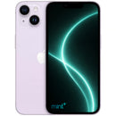 Photo of a purple iPhone 14 with mint+ wallpaper