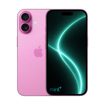 Photo of iPhone 16 plus pink with mint+ wallpaper
