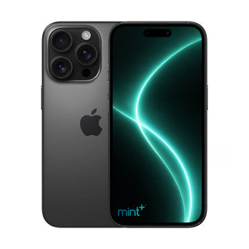 Photo of iPhone 16 pro black with mint+ wallpaper