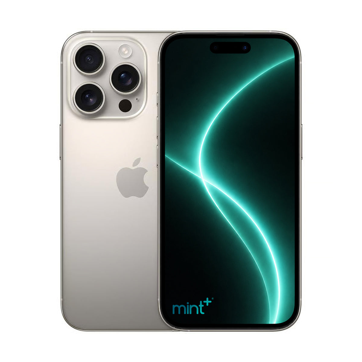 Photo of iPhone 16 pro max titanium with mint+ wallpaper