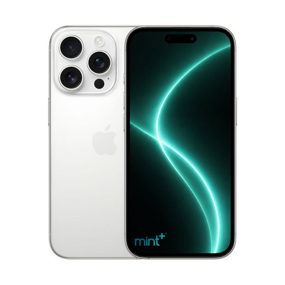 Photo of iPhone 16 pro max white with mint+ wallpaper
